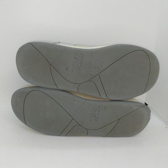 Zara Womens Pre-owned Designer Pearl Gray Lace-up Easy Close Sneakers - sz. 4 - Picture 5 of 6